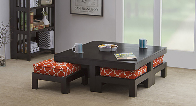 Tribal Coffee Table Set (Ebony Morocco Lattice Rust)